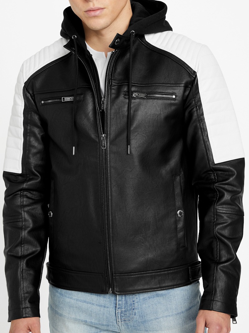 David Hooded Moto Jacket | GUESS Factory