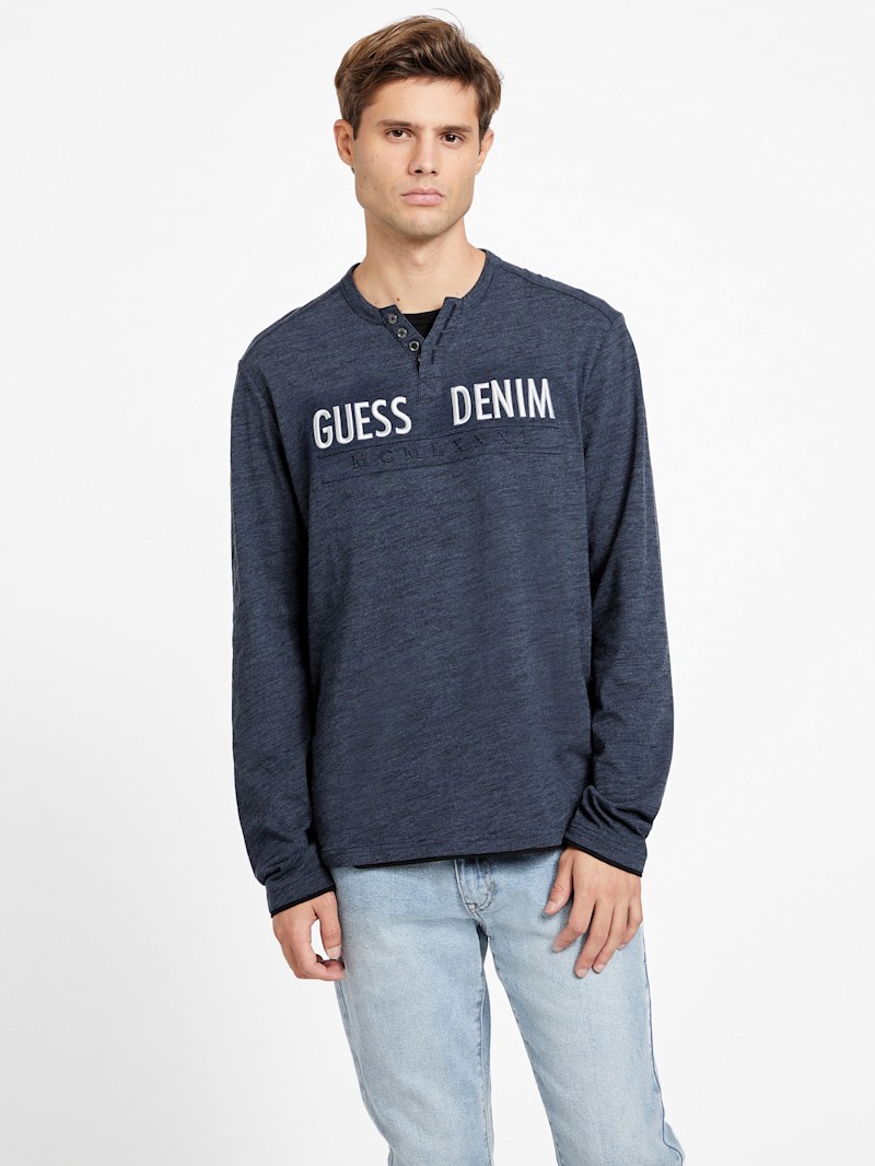 Degar Logo Henley Tee | GUESS Factory