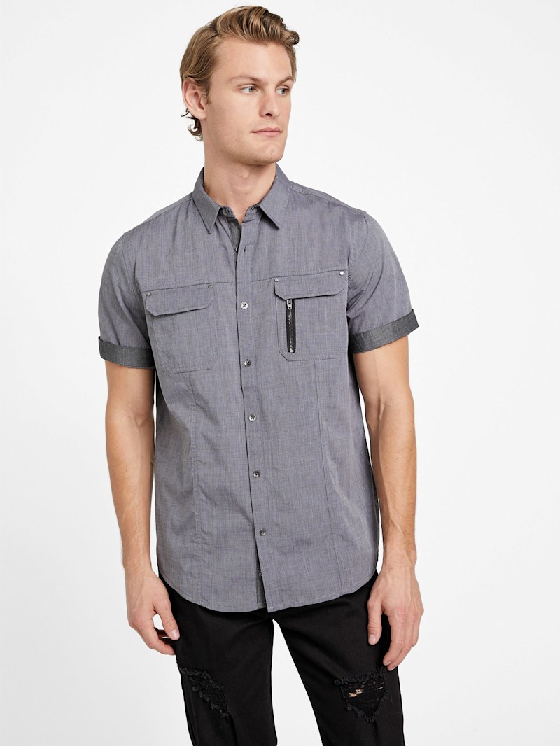 ☆F.ILLUMINATE☆ Daily Pocket Shirt Light Gray Urban Bike Shirt Grey for Men | PEdALED