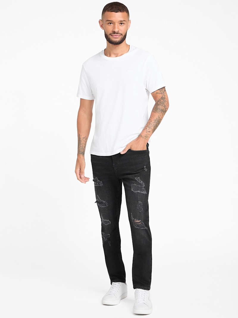 【U LAN】Zach Black Damage Wide Denim AW2021 Rick Owens Gethesmane Destroyed Wide Cut Denim – Alex