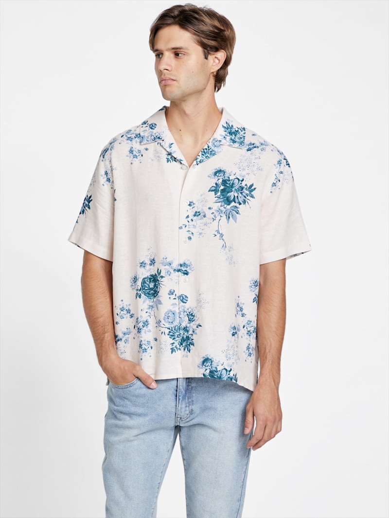 トップス EU design short sleeve shirt Eco Matt Floral Short-Sleeve Shirt | GUESS Factory