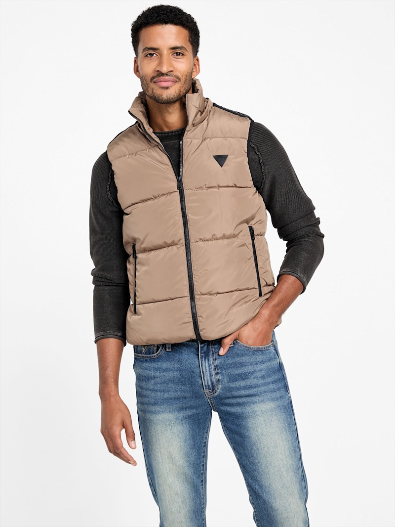 ジャケット・アウター Brown Short Puffer Down Vest 1200x1200png-