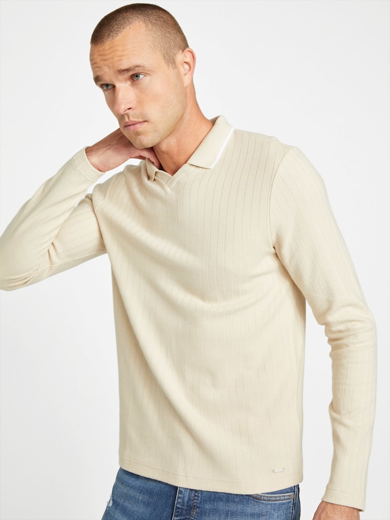 トップス big polo collection Remington Ribbed Long-Sleeve Polo | GUESS Factory