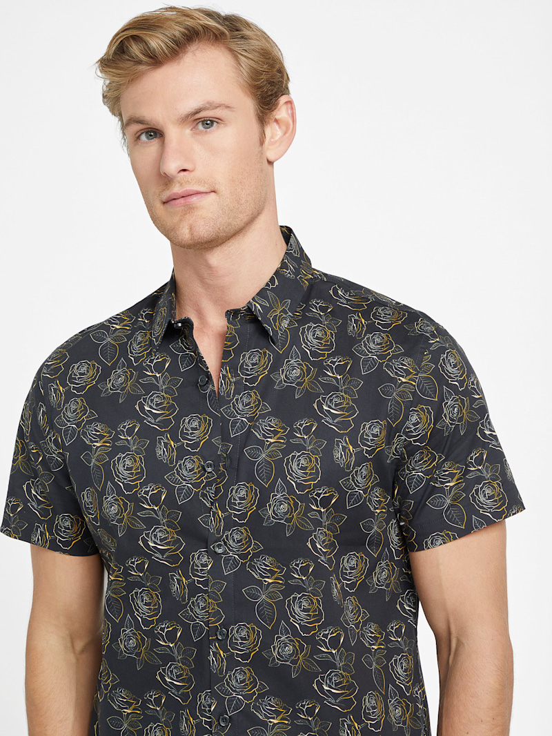 トップス JONATHAN CREATION flower design shirt Collection Silk Twill Button-up Shirt In Jungle Cat Floral