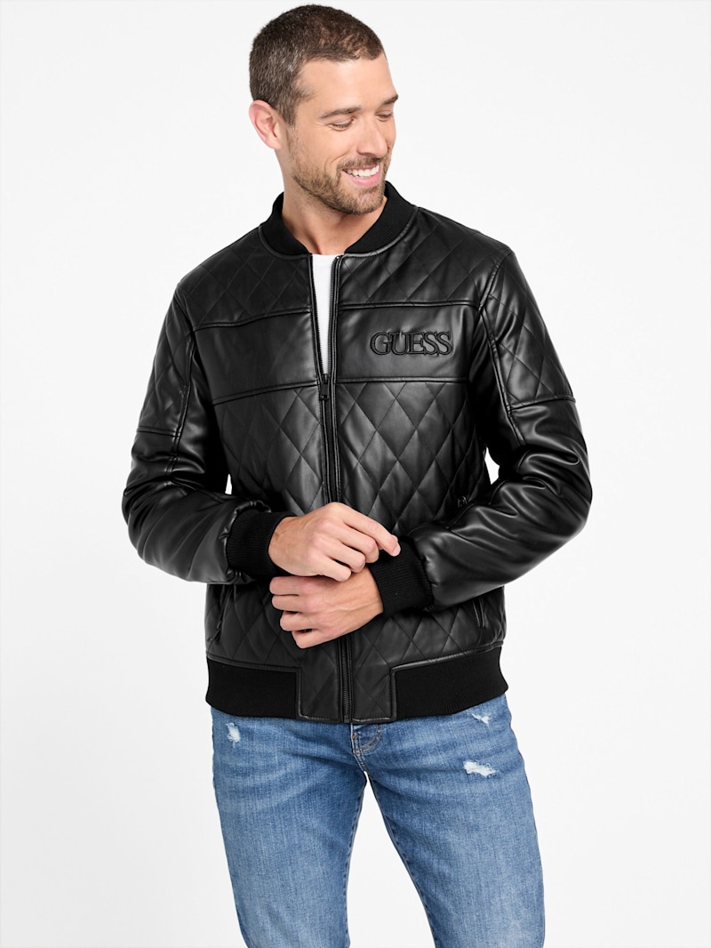 Peter Quilted Faux-Leather Jacket | GUESS Factory