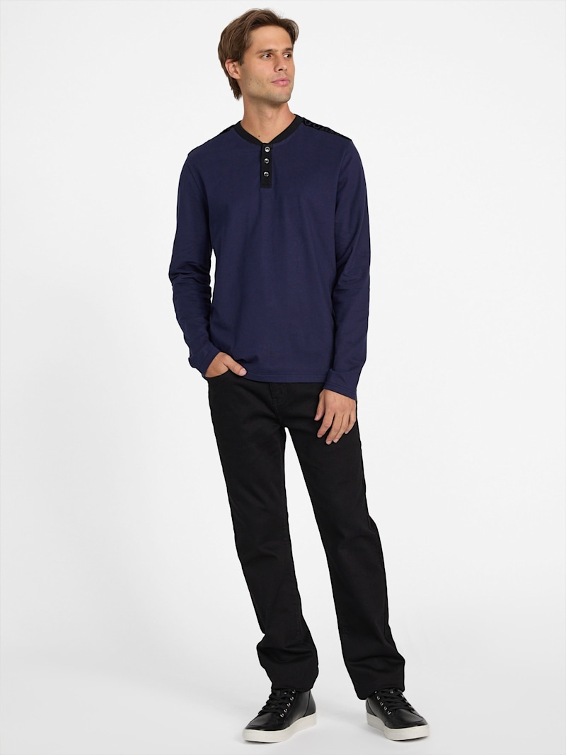 Rickor Logo-Tape Henley Tee | GUESS Factory