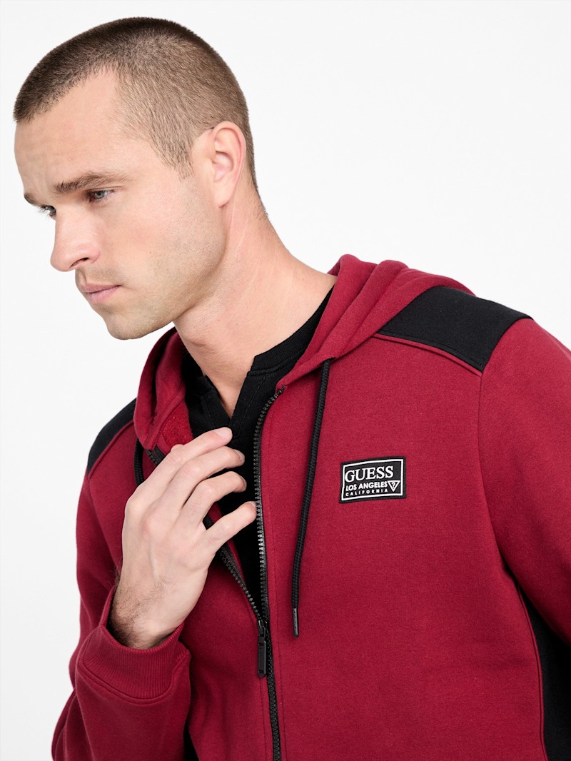 Eco David Color-Block Zip Hoodie | GUESS Factory
