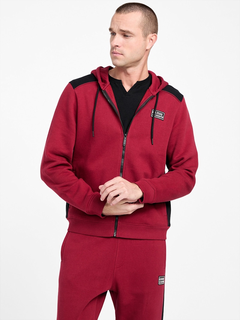Eco David Color-Block Zip Hoodie | GUESS Factory