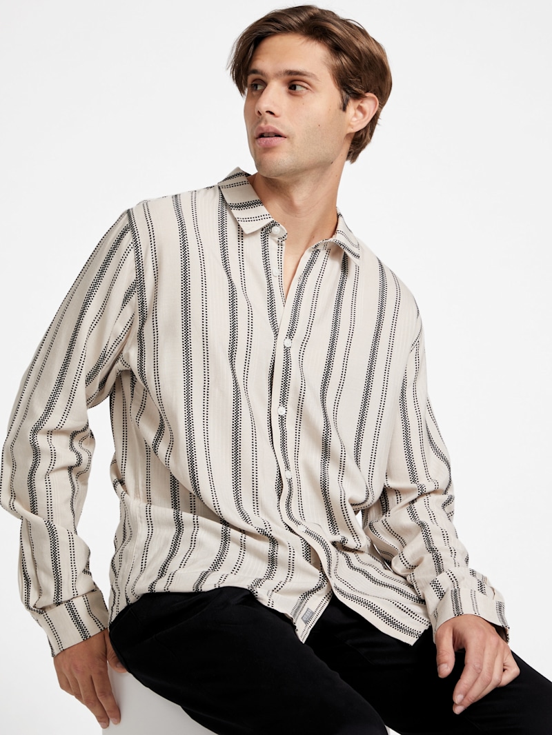 Kingston Embroidered Stripe Shirt | GUESS Factory Ca