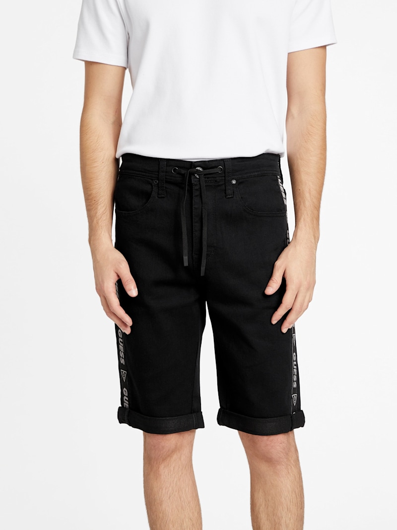 ★韓国人気★Rest & Recreation★LOGO JERSEY SHORTS Eco Kyler Logo-Tape Denim Shorts | GUESS Factory