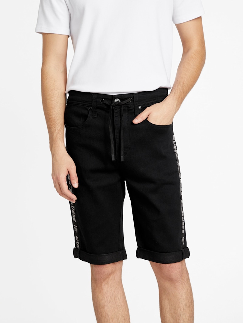 Eco Kyler Logo-Tape Denim Shorts | GUESS Factory