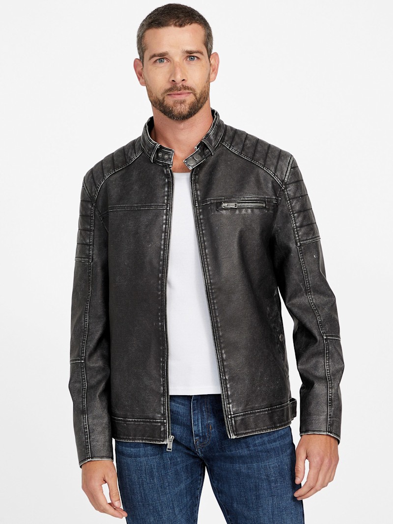 Danilo Faux-Leather Hooded Jacket | GUESS Factory