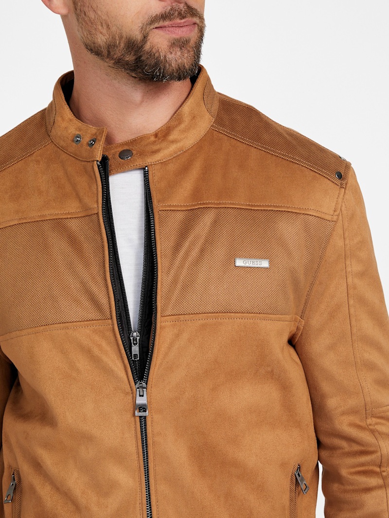 DICE 24/25・GOODMAN：CAMEL Travis Faux-Suede Flight Jacket | GUESS Factory Ca