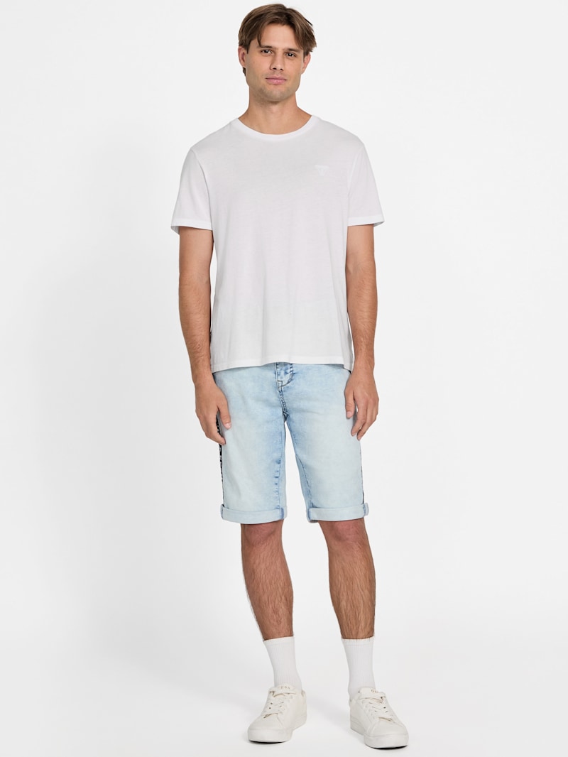 Linus Logo Knit Denim Shorts | GUESS Factory