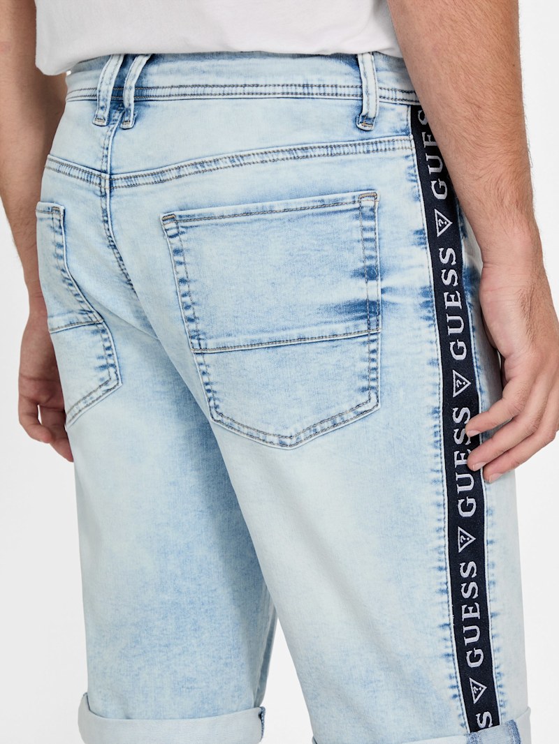 Linus Logo Knit Denim Shorts | GUESS Factory