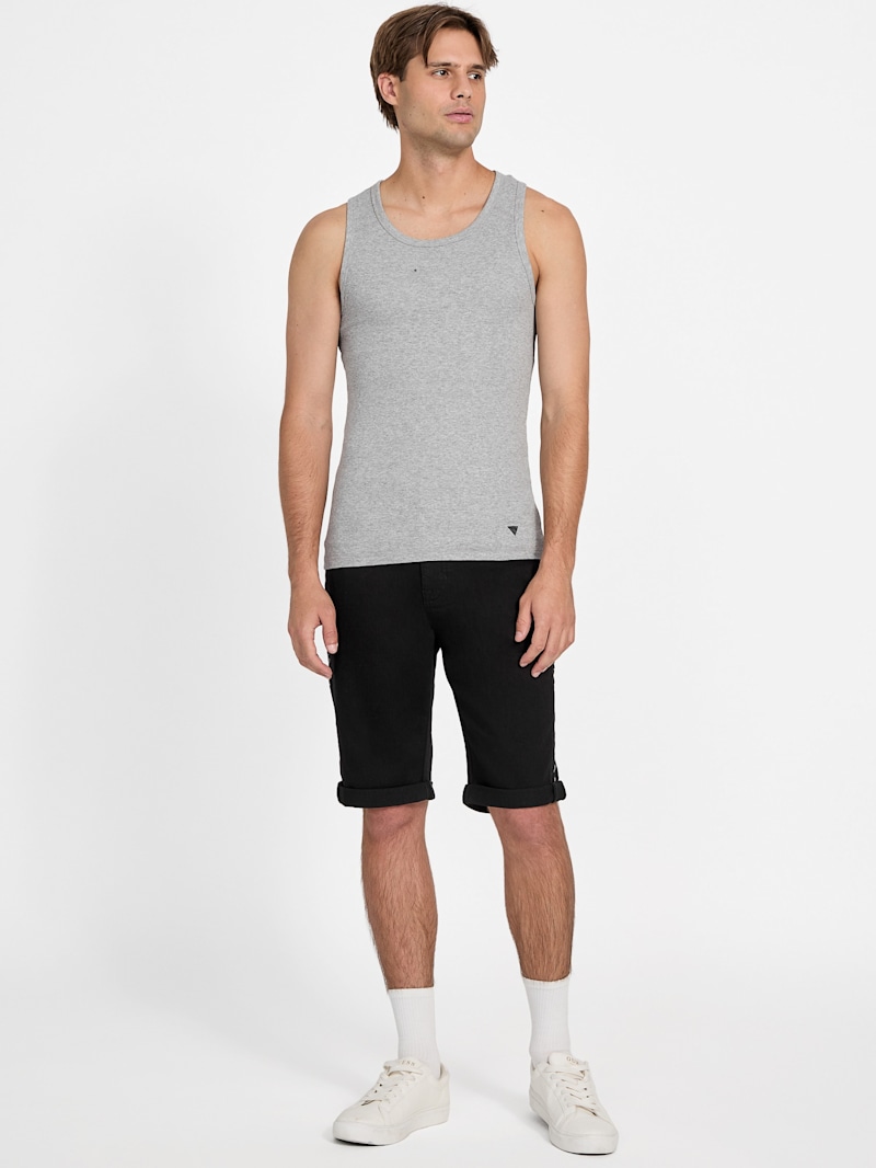 Linus Logo Knit Denim Shorts | GUESS Factory