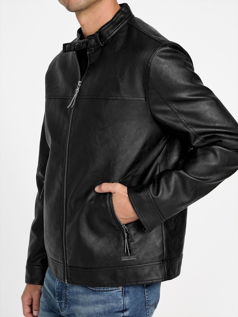 FAUX LEATHER TUCK ジャケット OGLCCG Men's Faux Leather Coat, Winter Sherpa Lined Jacket