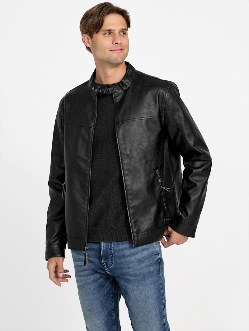 Rickie Faux-Leather Biker Jacket | GUESS Factory