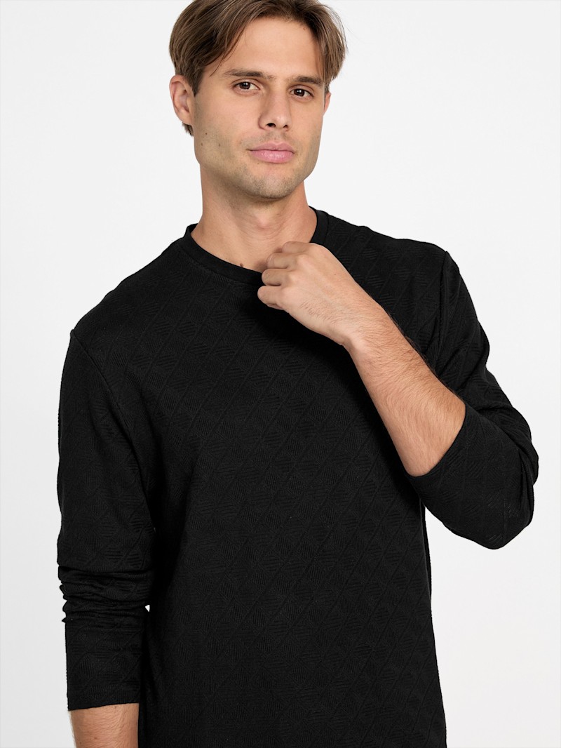 Carine Textured Long-Sleeve Tee | GUESS Factory