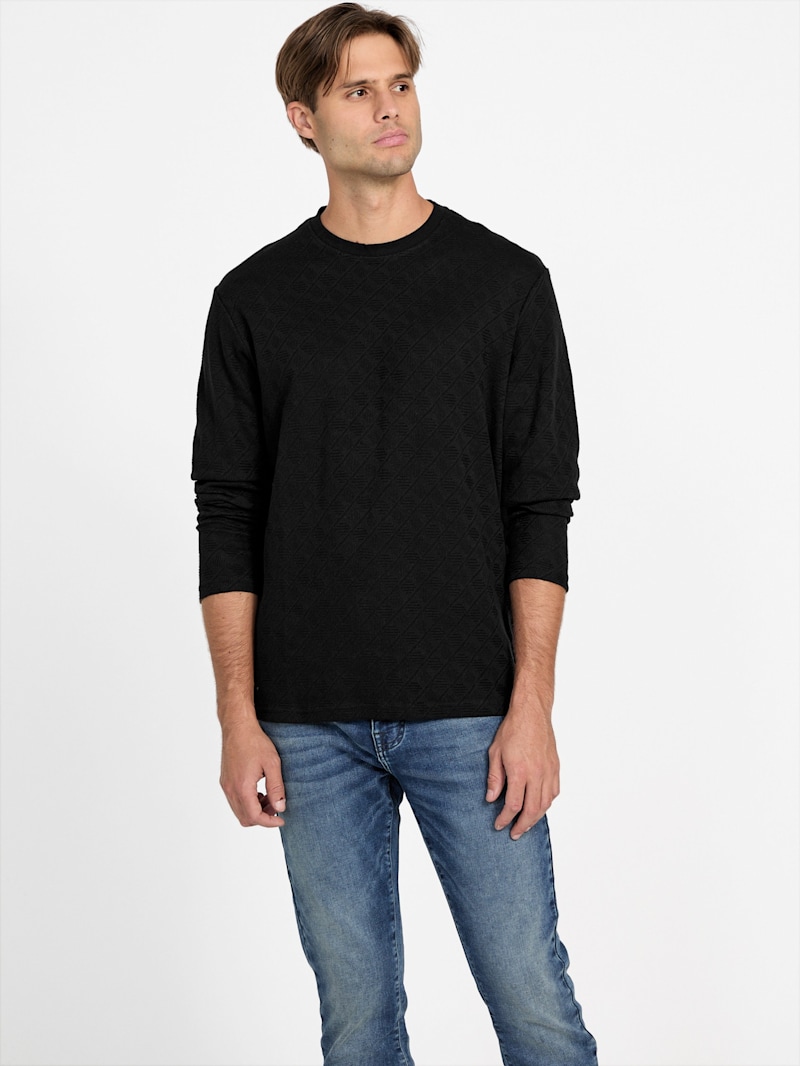 Carine Textured Long-Sleeve Tee | GUESS Factory