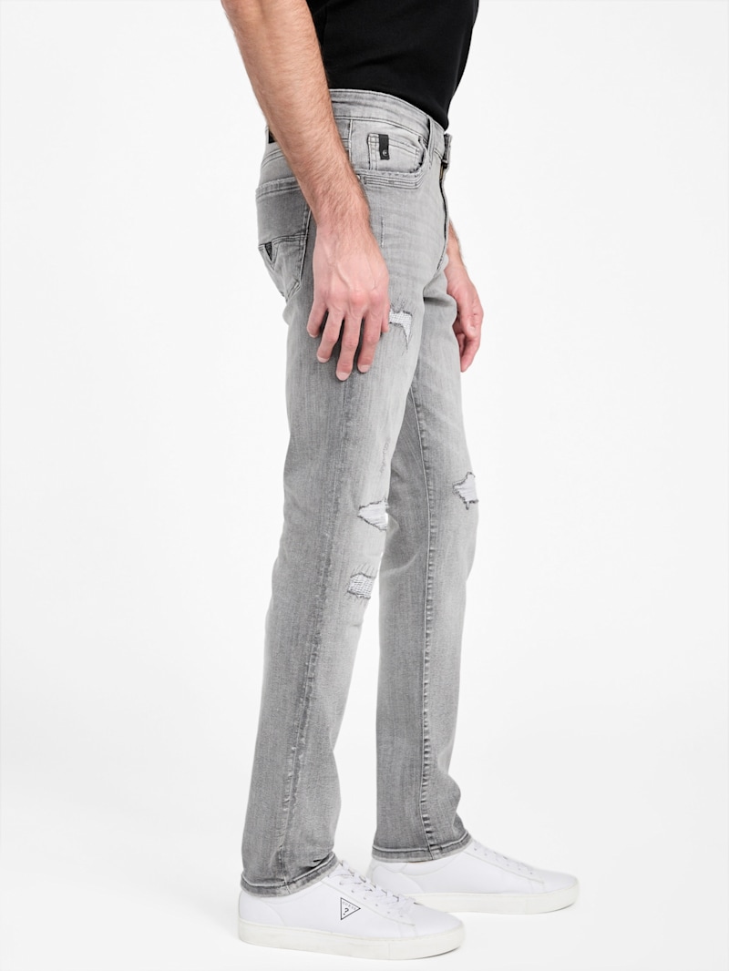 【SCENERITY】Gray Destroyed Jeans Eco Brownson Destroyed Skinny Jeans | GUESS Factory