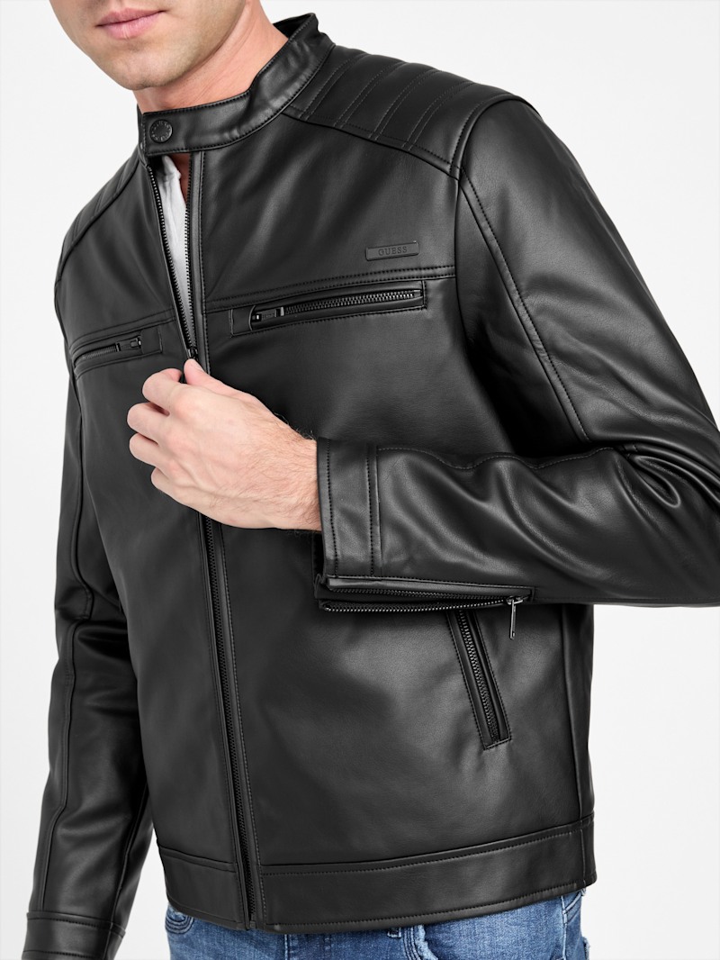 Mack Faux-Leather Moto Jacket | GUESS Factory