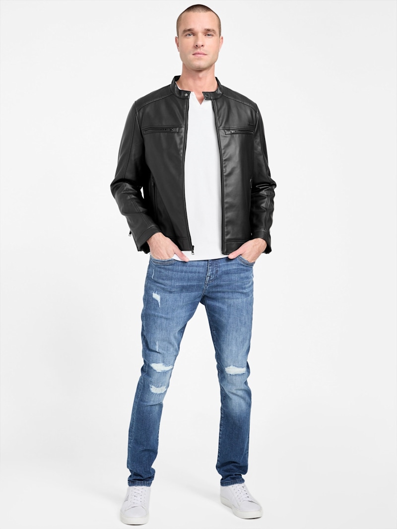 Mack Faux-Leather Moto Jacket | GUESS Factory