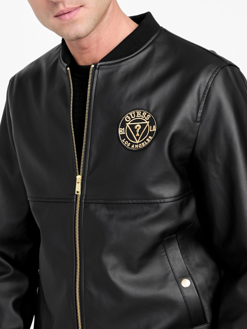 GUESS カバーオール ジャケット ブラック メンズL Broe Patch Faux-Leather Jacket | GUESS Factory
