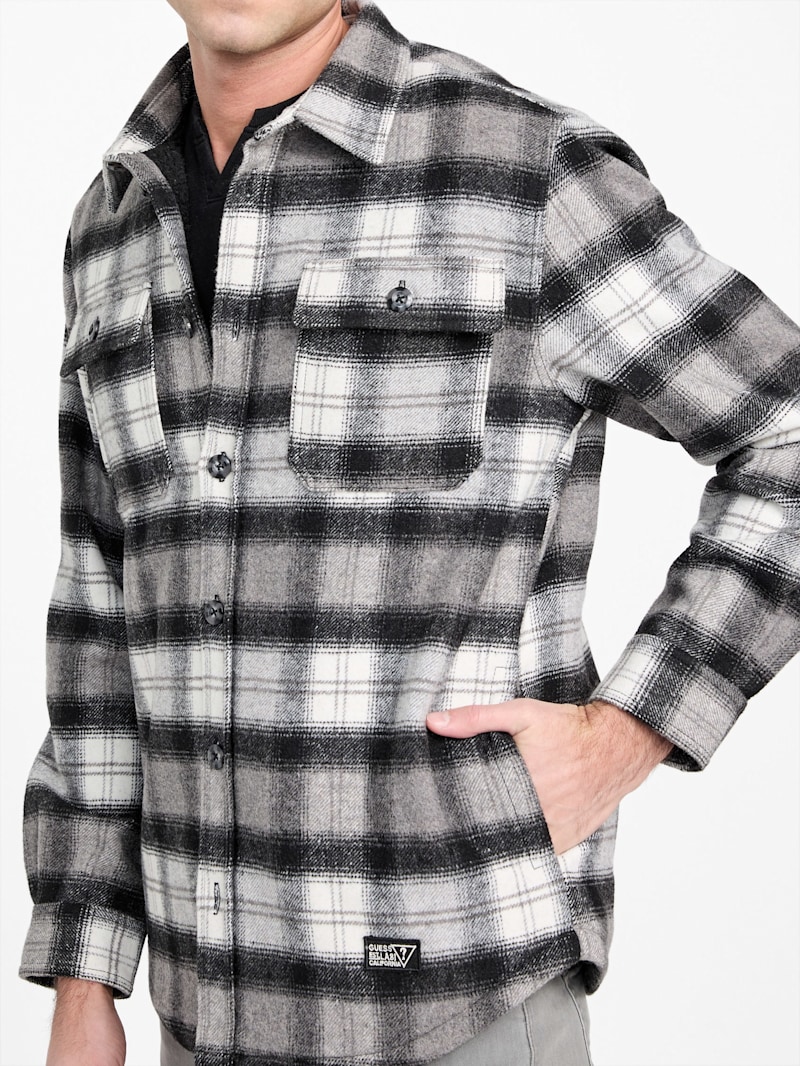 Dexter Plaid Shacket | GUESS Factory