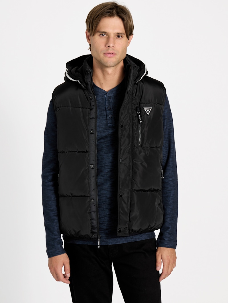 Eco Owen Hooded Puffer Vest | GUESS Factory Ca