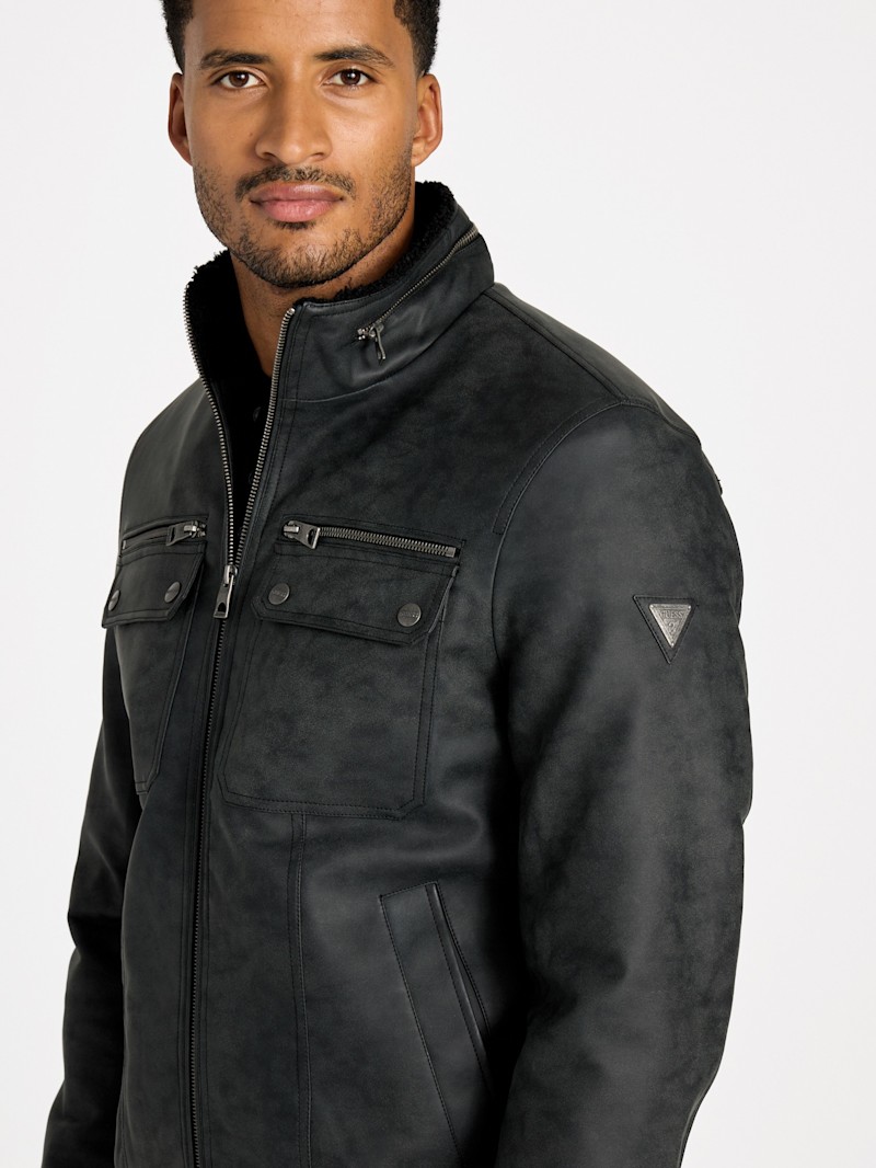 Callen Faux-Leather Jacket | GUESS Factory