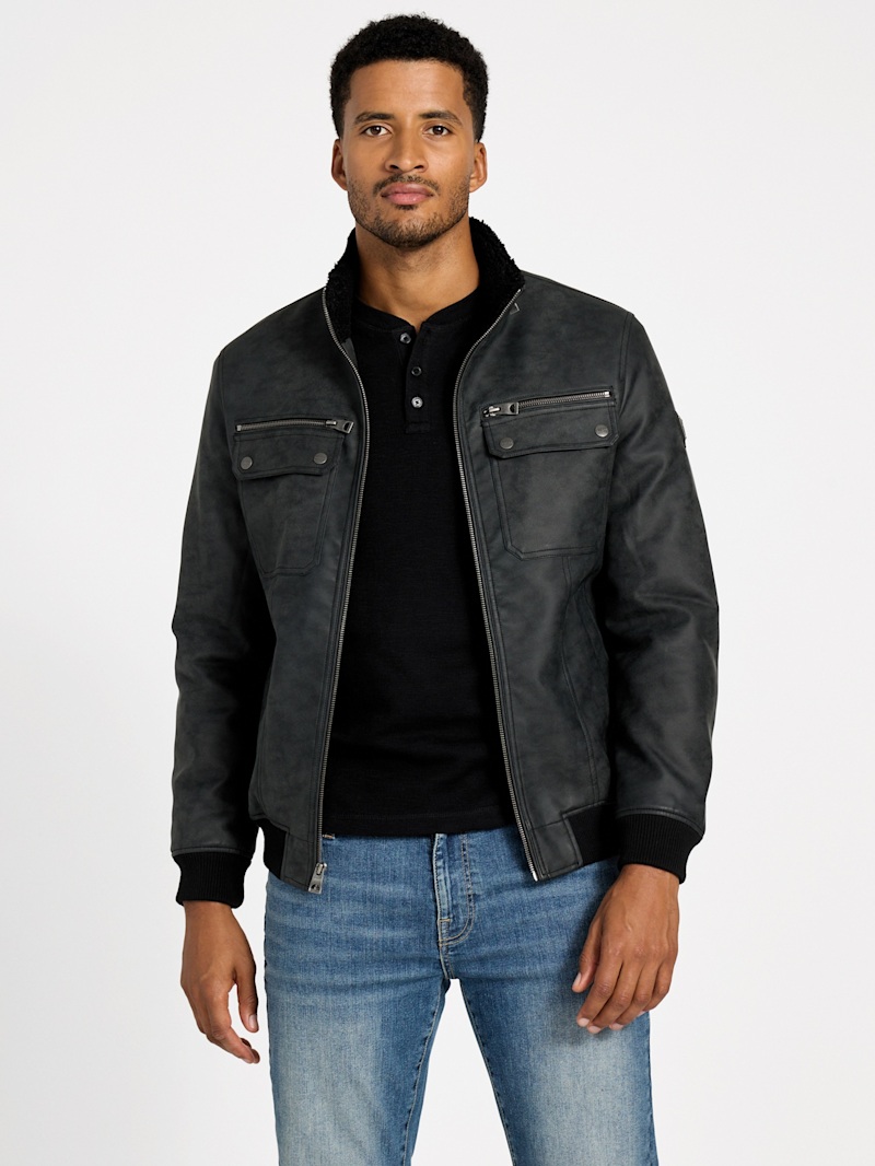 Callen Faux-Leather Jacket | GUESS Factory
