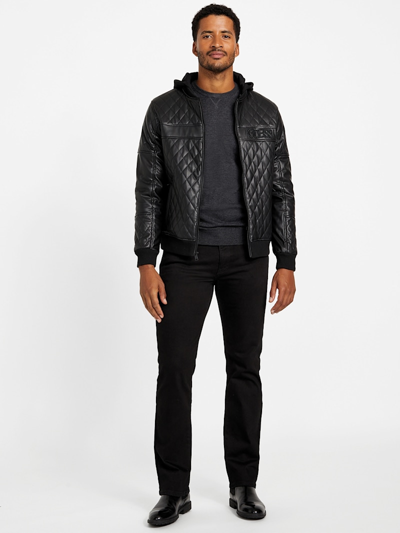 Pan Hooded Faux-Leather Jacket | GUESS Factory
