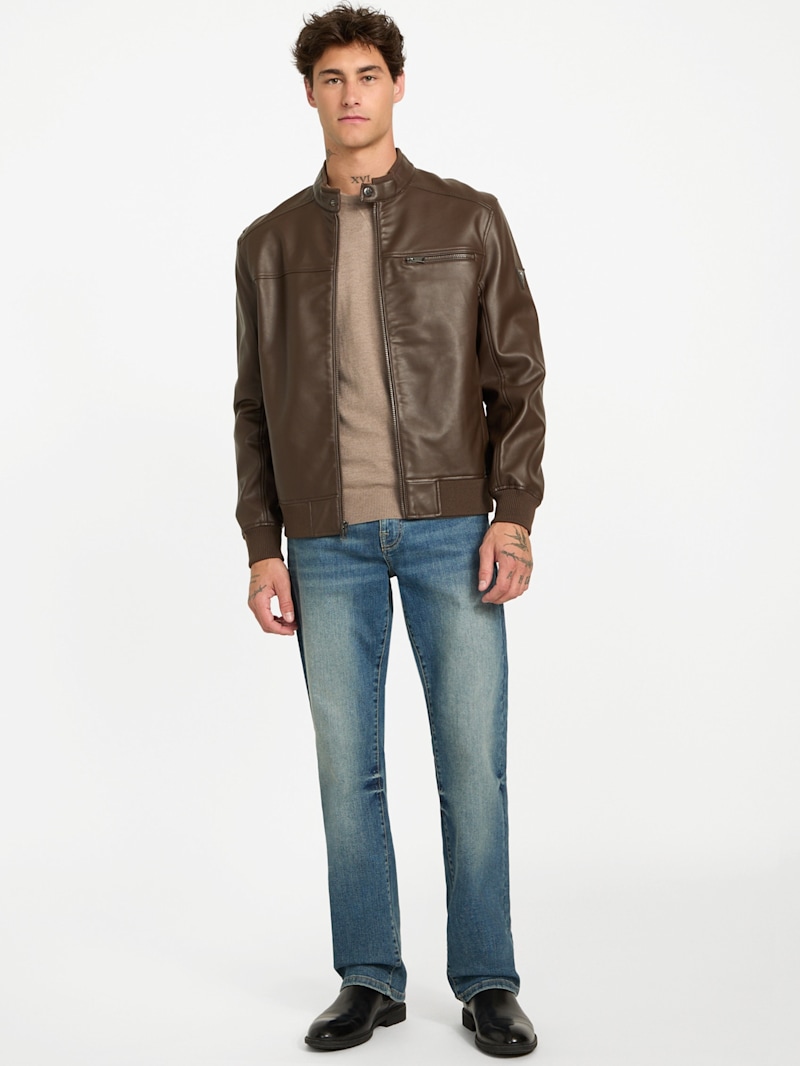 Faris Faux-Leather Biker Jacket | GUESS Factory