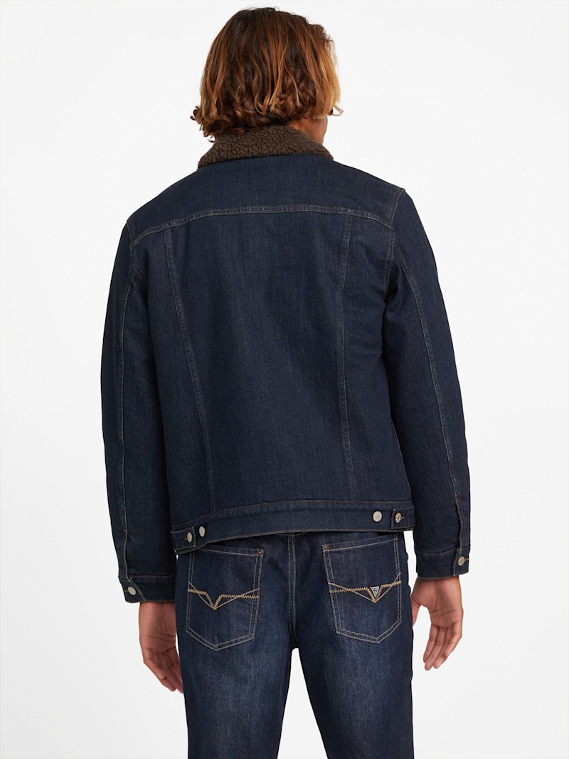 Braun Sherpa Lined Denim Jacket | GUESS Factory Ca