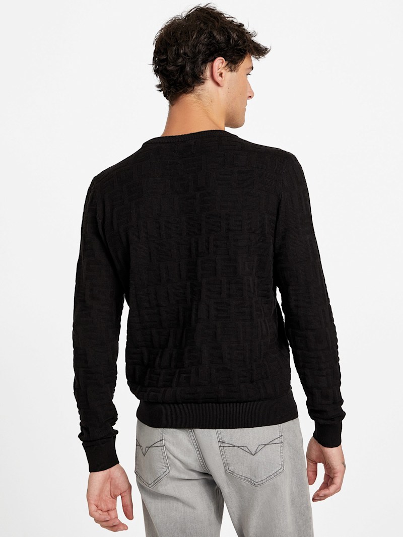 Jis Eco Pedro Textured Logo Sweater | GUESS Factory