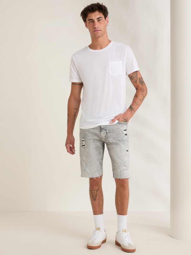 Eco Wayde Destroyed Denim Shorts | GUESS Factory Ca