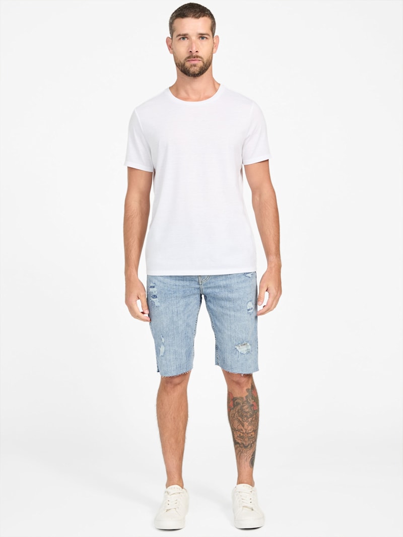 Eco Wayde Destroyed Denim Shorts | GUESS Factory