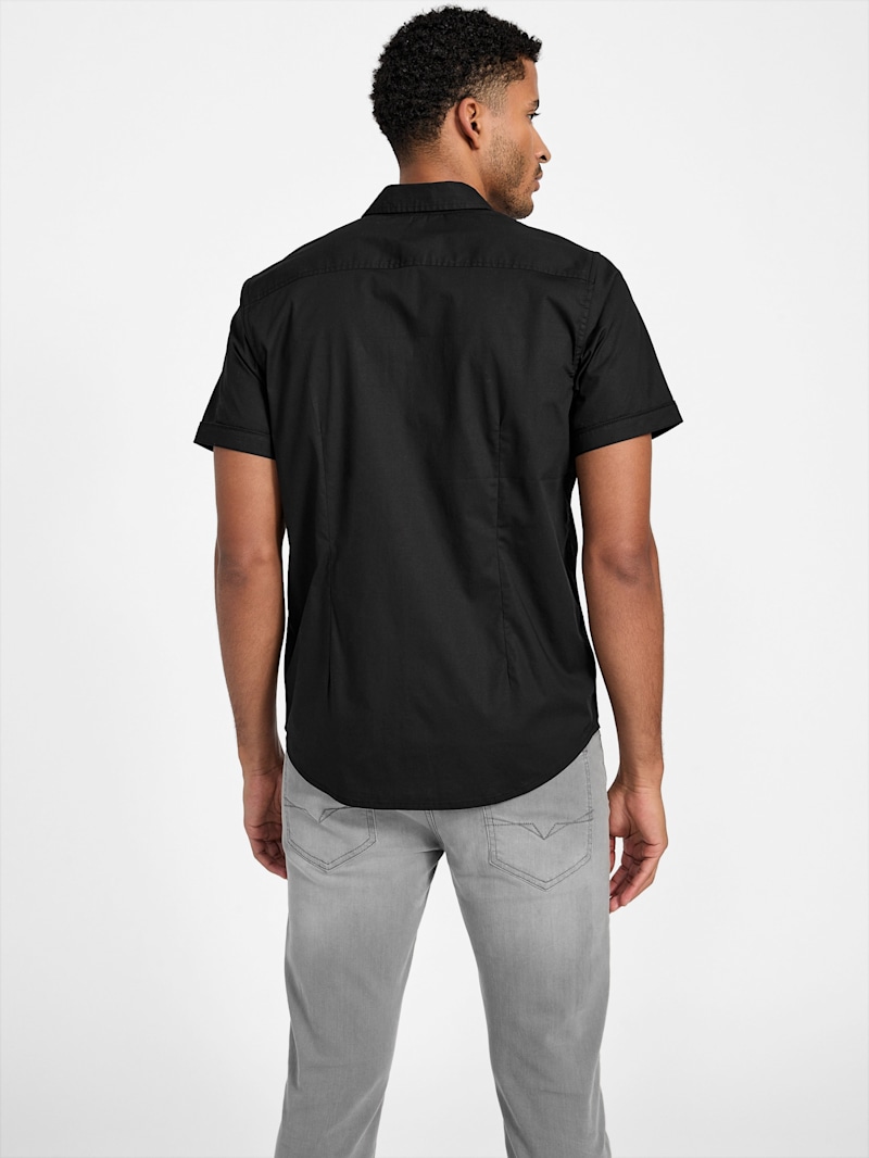 Malcome Poplin Short-Sleeve Shirt | GUESS Factory