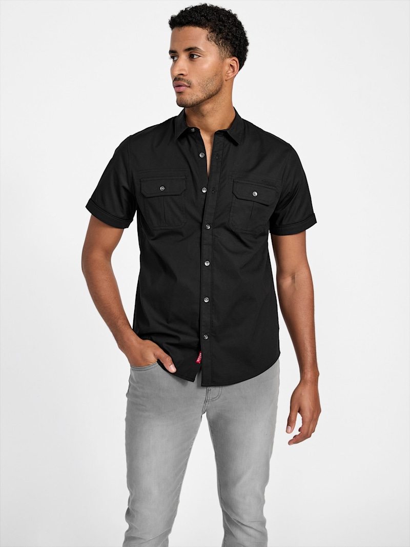 Malcome Poplin Short-Sleeve Shirt | GUESS Factory