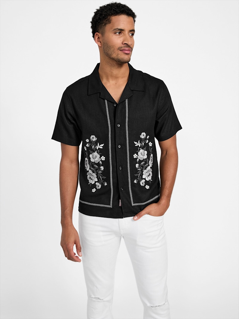 Gerome Embroidered Short-Sleeve Shirt | GUESS Factory