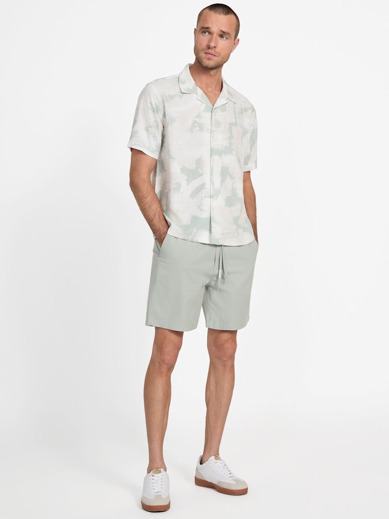 Rink Printed Linen-Blend Shirt | GUESS Factory