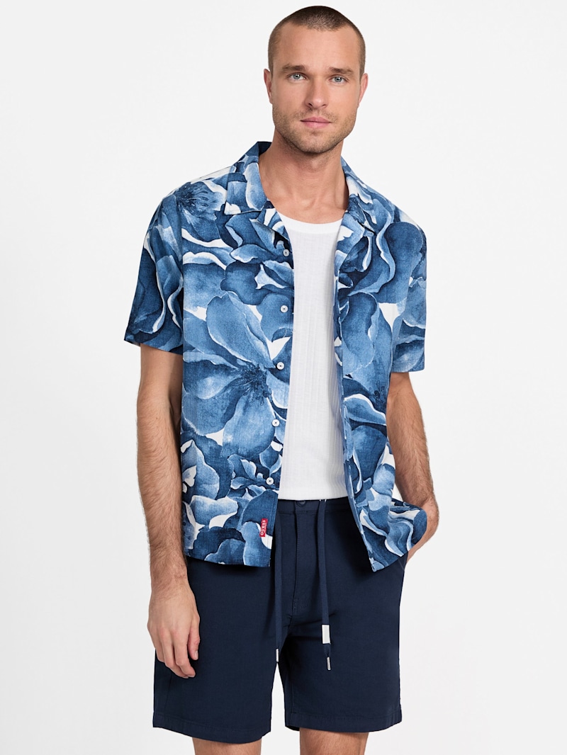 Rome Floral Linen-Blend Shirt | GUESS Factory