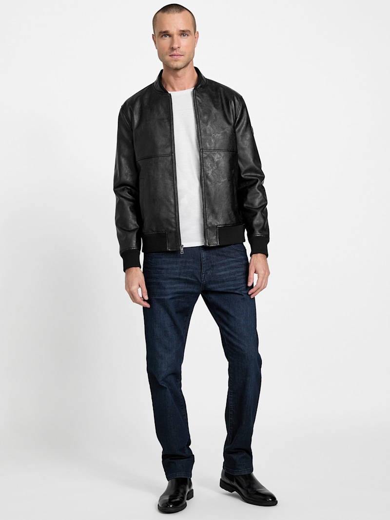 Clint Faux-Leather Flight Jacket | GUESS Factory
