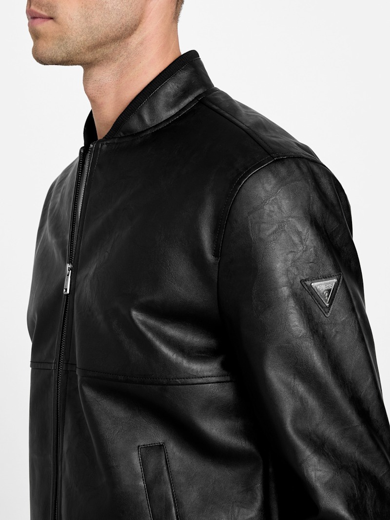 Clint Faux-Leather Flight Jacket | GUESS Factory