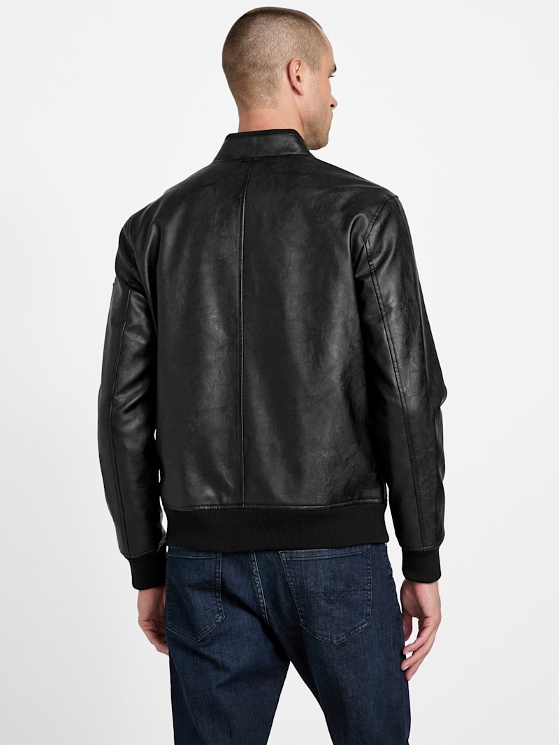 Clint Faux-Leather Flight Jacket | GUESS Factory