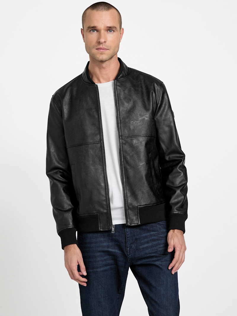 Clint Faux-Leather Flight Jacket | GUESS Factory