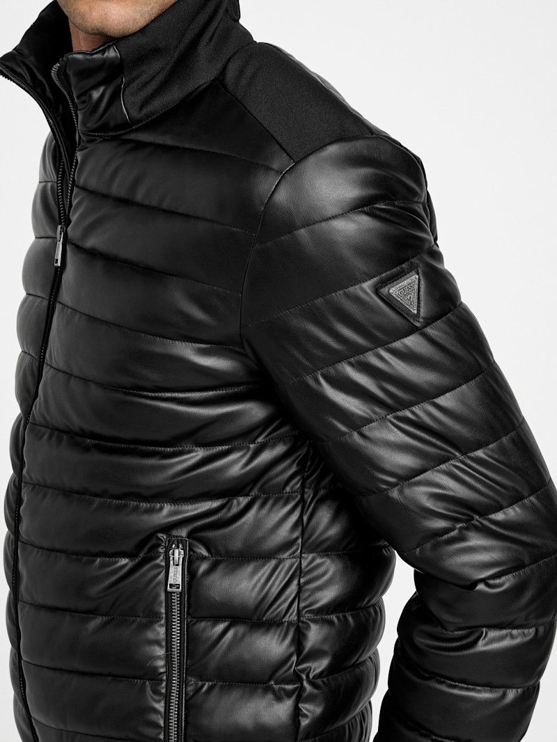 Bennet Padded Faux-Leather Jacket | GUESS Factory