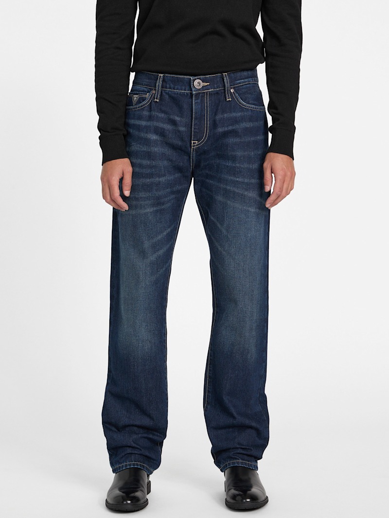 【PORTERNA】Core Gray Blue Straight Jeans Delmar Slim Straight Jeans | GUESS Factory