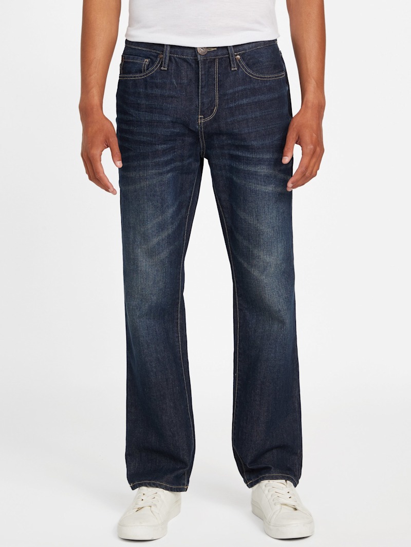 Jeans GUESS Slim Jambe Droite Pour Homme - Taille 34x34, Bleu Délavé Foncé (neuf Avec étiquettes)